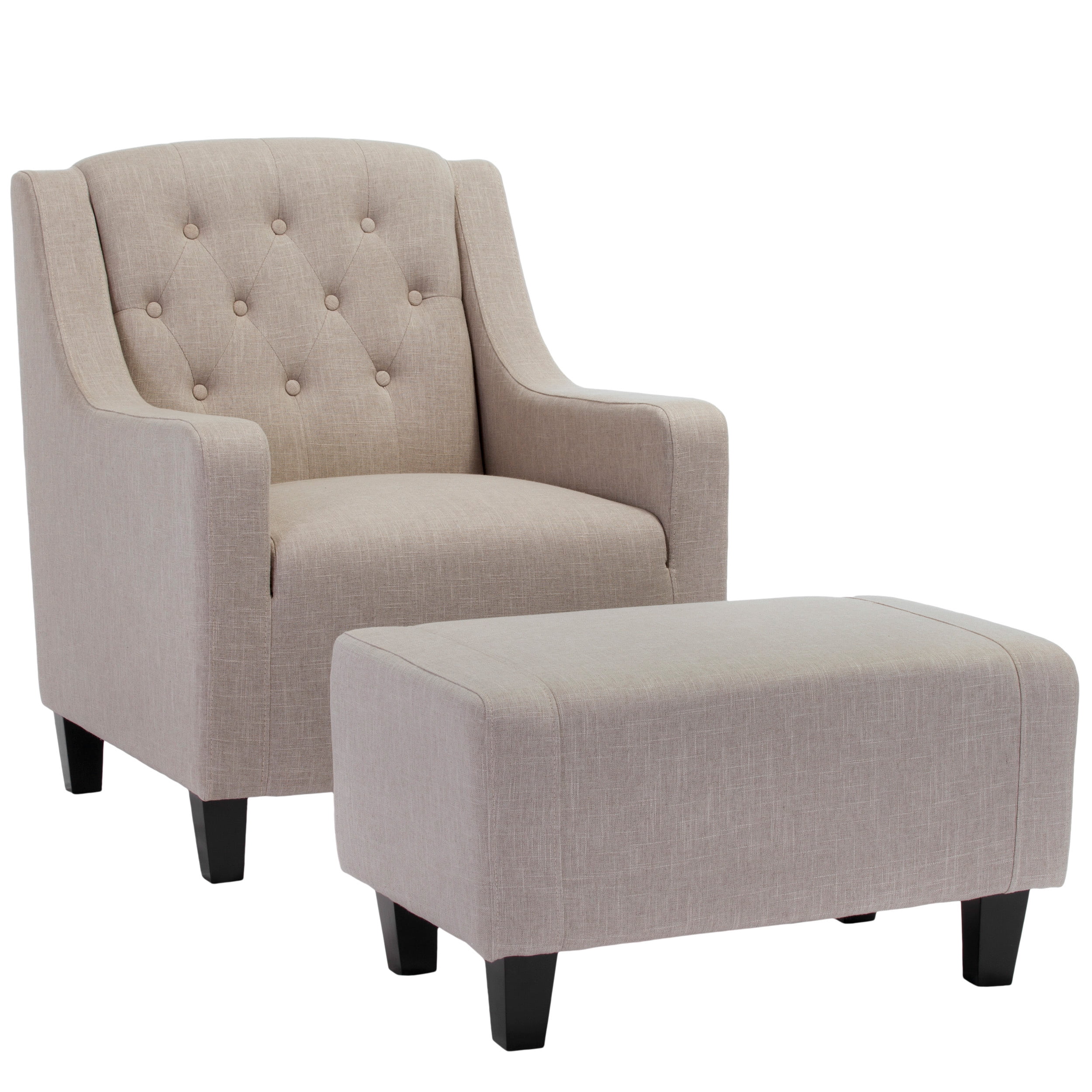 Kacy Tufted Fabric Club Chair and Ottoman