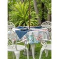 thumbnail image 4 of Outdoor Tablecloth with Umbrella Hole Zipper Beach Coastal Round Tablecloth 54" Waterproof Outside Table Cloth Summer Coral Starfish Nautical Ocean Retro Patio Table Cover Tablecloths for Picnic, 4 of 8
