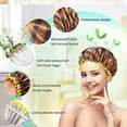 thumbnail image 2 of Pluoda Reusable Bath Shower Caps for Women Long Hair, Double Layer Waterproof Bathing Shower Hat Hair Protector, 2 of 7