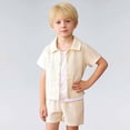 thumbnail image 2 of Boys Outfits Solid Print Lapel Short Sleeve Button Shirt Top And Shorts 2 Piece Outdoor Wear Boys' Clothing Sets Size 12-18 Months, 2 of 9