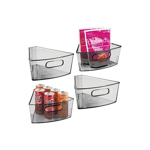 Kitchen Lazy Susan Storage Organizer Bin with Front Handle