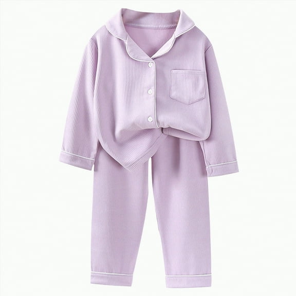 UAYOTSE Toddler Toddler Kids Toddler Girls Boys Soft Comfy Modal Solid Raglan Sleepwear Pajamas Pjs 2pcs Set(Purple&4,6-7 Years)