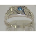 thumbnail image 3 of LBG 925 Sterling Silver Natural Blue Topaz Mens Signet Ring - Size 7.25, 3 of 6