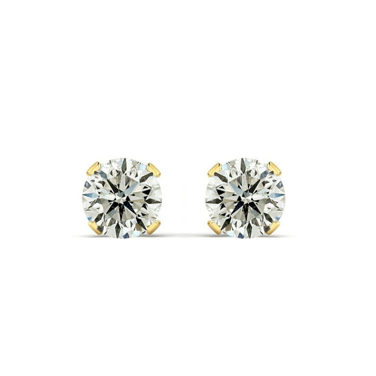 1/2 Carat Diamond 3-Prong Set Stud Earrings in 14K White Gold 