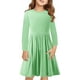 thumbnail image 3 of Odeerbi Niñas Manga Larga A-Vestido de Manga Larga Para Niñas Vestido Acampanado de Primavera Vestido Elástico de Colores Sólidos Vestido de Patinadora Twirly Vestido de Recital Escolar, 3 of 9