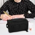 thumbnail image 4 of Gallickan Pencil Case with Zipper, Large Capacity Double Layer Side Storage Organizer, Portable Bag with Handle, Supplies Pouch, Black, 4 of 6