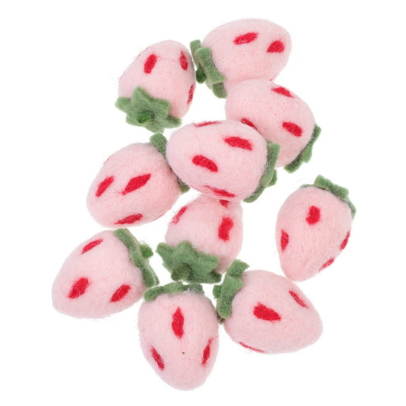 CRAFTHROU 10Pcs Pink Wool Felt Strawberry Crafts for Decoration Purposes