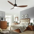 thumbnail image 6 of 52 Inch Ceiling Fans with Lights and Remote, Modern Ceiling Fan with Reversible DC Motor, 3 Blades and 3 Color Temperature LED Light Fandelier for Bedroom Living Room(Black & Brown), 6 of 17
