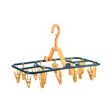 

MRULIC Home Textile Storage 360° Multi Clip Hanger Plastic Foldable Household Windproof Clip Socks Underwear + Yellow