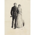 thumbnail image 2 of Albert Sterner 14x18 Gold Ornate Wood Frame and Double Matted Museum Art Print Titled - Man, with Back to Viewer, Facing Young Woman Plucking at Bouquet (1896), 2 of 4