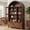 Walnut, variant on DTTRA 72.8" Tall Arched Kitchen Pantry Cabinet with 3 Glass Doors and 4 Drawers, Walnut