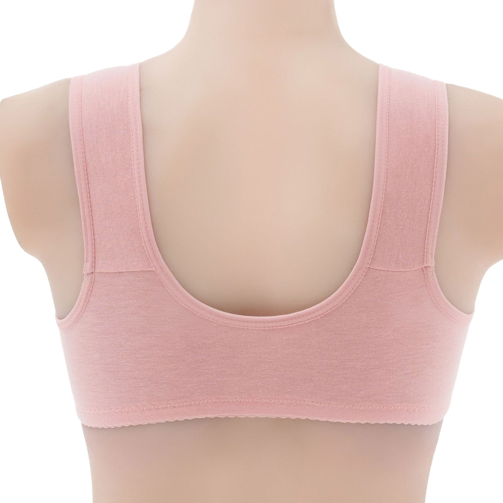 Elbourn 1Pack Sports Bra Front Closure Women Sports Bra Full Cup Cotton  Running Bra for Plus Size （Pink-M） 