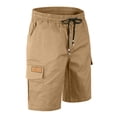 thumbnail image 3 of Fgvctg Work Shorts for Men Elastic Waistband Casual Summer Hiking Beach Cargo Short Stretch Waistband Breathable Relaxed Fit Shorts Drawstring Work Lightweight Pants with Pockets,Khaki,L, 3 of 5