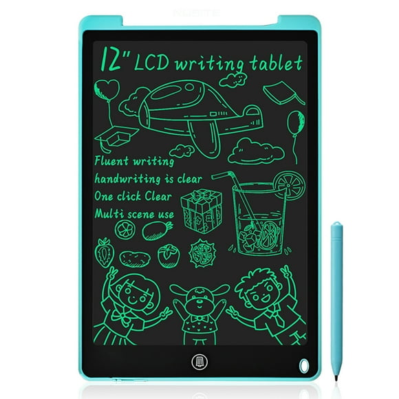 TFixol 12 Inch LCD Writing Tablet Monochrome Screen Stylus Blue Portable