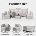 thumbnail image 4 of 7 Pieces Outdoor Patio Furniture Set, Rattan Sectional Sofa with Waterproof Cushions & Coffee Table, for Garden Backyard Deck, Field Gray, 4 of 9