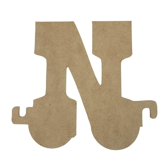 9" Wooden Letter N Unfinished, Train Font, Craft Cutout 1/4" Thick
