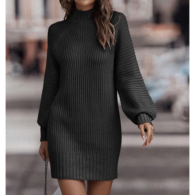 Ribbed Bodycon Sweater Dress, Casual Soft Ribbed Long Sleeve Bodycon Fashion For Female For Dating