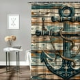 thumbnail image 2 of PRATYUS  Nautical Shower Curtain, Sailing Rustic Style Anchor with Weathered Wooden Plank Look Print, Cloth Fabric Bathroom Decor Set with Hooks 60x72, 2 of 7