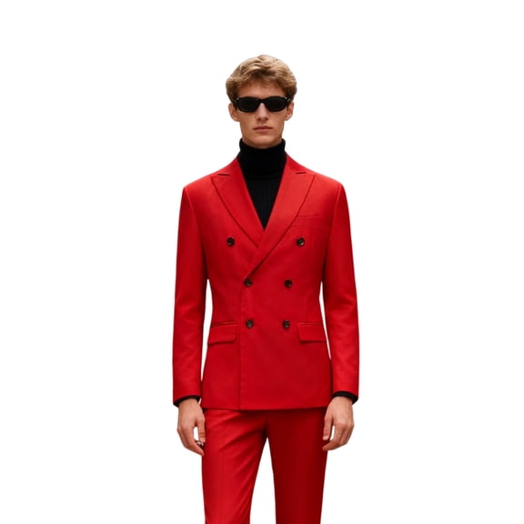 Men's Two-Piece Slim-Fit Double-Breasted Tuxedo – Formal Jacket and Dress Pants for Weddings, Business Events, and Proms