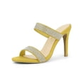 thumbnail image 1 of BLISSFUL STEP Women's Open Toe Stiletto High Heel Rhines Mules Sandals Yellow 8, 1 of 8