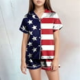 thumbnail image 2 of Sopiago 4th Of July Kids Girls Pajama Set Silky PJS Button-Down Sleepwear Nightwear Loungewear Clothes Set Gifts for Toddler Kids Dark Blue,12-13 Years, 2 of 5