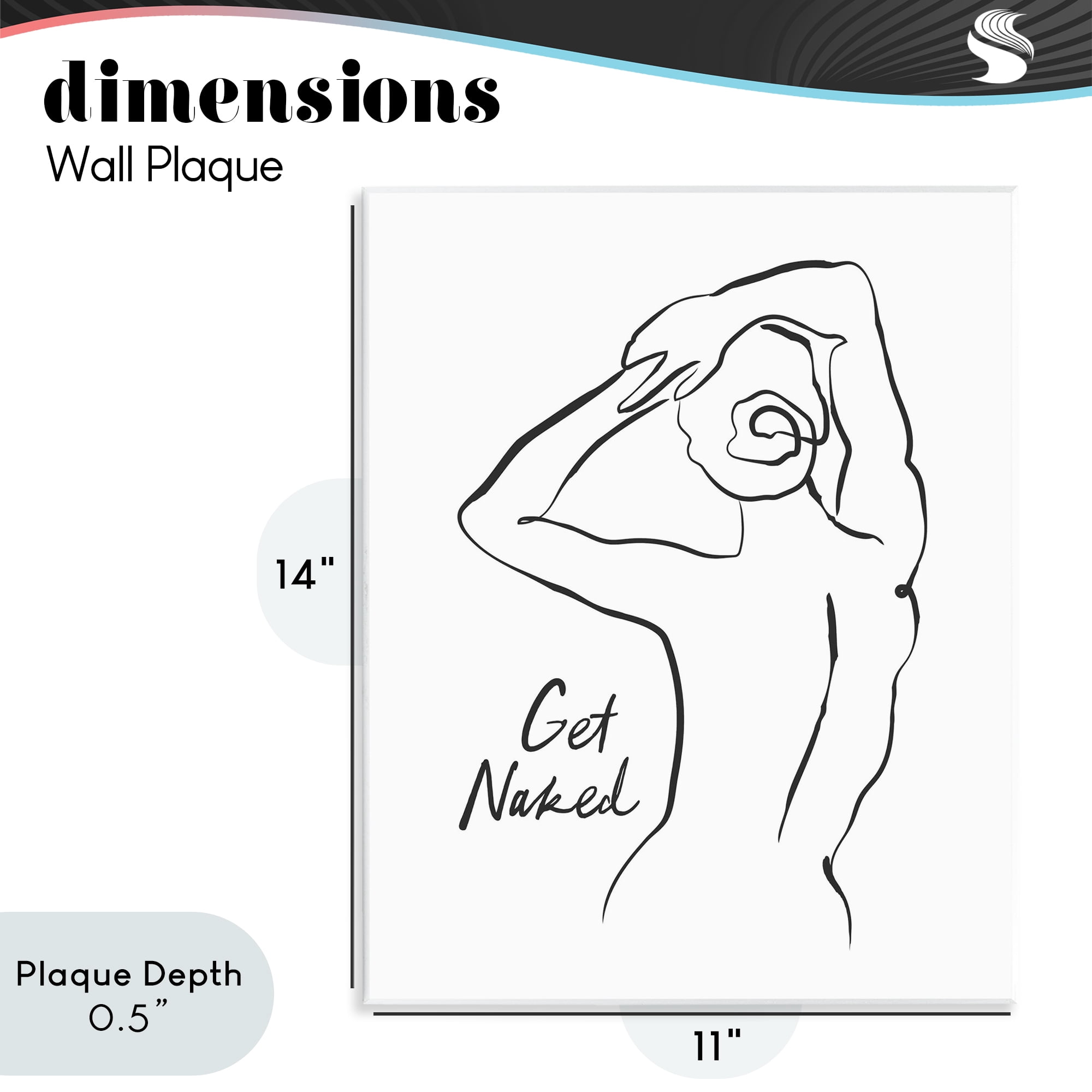 Stupell Industries Get Naked Nude Silhouette Wall Plaque Art, design by Lettered and Lined