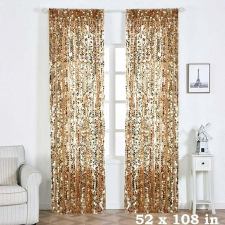 Efavormart 2 Panels Big Payette Sequin Room Darkening Panel Drapes With Rod Pockets For Window Wall Decoration 52