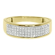 10k Yellow Gold Mens Pave Round Diamond 7mm Wedding Fashion Band Ring 0.28 ct