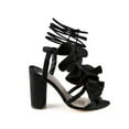 thumbnail image 3 of Ashley Cole Leta Black Nubuck Ruffle Block Heel Open toe City Designer Sandals (Black Nubuck, 8), 3 of 3