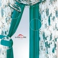 thumbnail image 2 of Sapphire Home Complete Window Sheer Two Tone Curtain Panel Set w/Valance and Tiebacks Multicolor Curtains for Bedroom and Living Room 4-Piece Set Window Curtain Panels 95 inches Turq Blossom and Turq, 2 of 7
