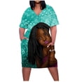 thumbnail image 2 of Robes pour Femmes Grande Taille Robe pour Femmes Col en V Été Décontractée Robes d'Été avec Poches Manches Courtes avec Poches en Liquidation, 2 of 5