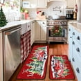 thumbnail image 4 of Merry Christmas Kitchen Rugs and Mats Set 2 PCS, Red Floral Kitchen Mats for Floor, Christmas Decorations for Home Kitchen (17"x47"+17"x30"), 4 of 6