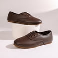 thumbnail image 4 of Shrysg Women's Round Toe Jazz Shoes Casual Ballroom Faux Leather Flats Brown, 4 of 9