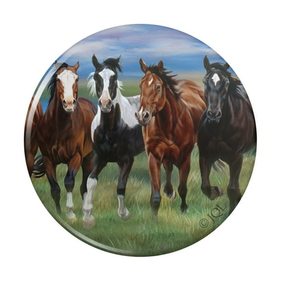 Horses Running Wild Kitchen Refrigerator Locker Button Magnet