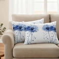 thumbnail image 2 of Blue Dandelion Outdoor Waterproof Pillow Covers, Pastoral Spring Botanical Blue Flowers Decorative Rectangle Throw Pillowcase Sofa Cushion Sham for Patio/Couch/Chair, 20"x12" 2 Pack, 2 of 8