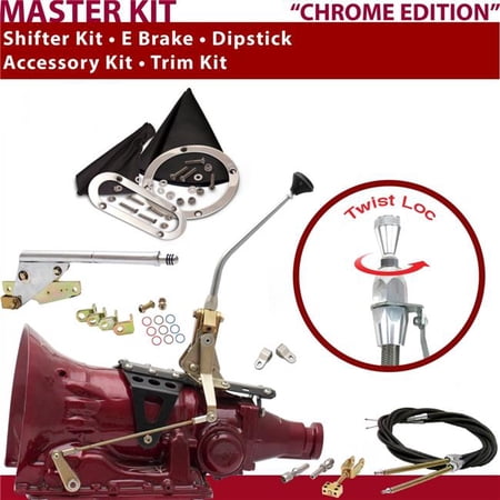 American Shifter C4 Shifter Kit Chrome 10 in. E Brake Cable Clevis Trim Kit Dipstick for F6EC2