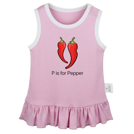 

iDzn P is For Pepper Novelty Veggies Dresses For Baby Newborn Babies Skirts Infant Princess Dress 0-24M Kids Graphic Clothes (Pink Sleeveless Dresses 6-12 Months)