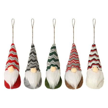 

Viugreum Christmas Dwarf Pendant Striped Knitted Hat Doll Faceless Doll