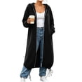 thumbnail image 3 of Sweatshirt for Women Dqueduo Women's Winter Full-Zip Long Sleeve Sweatshirt Maxi Coat – Solid Color with Pockets Black M, 3 of 9