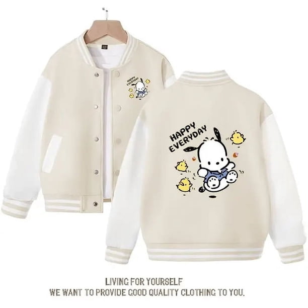Sanrios Kawaii Anime Pochacco lindo dibujos animados primavera y otoño nuevo uniforme de béisbol niños Tops Casual abrigo chaqueta regalo de cumpleaños