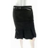 Style & Co. Petite Pencil Flare Pleat Skirt w/Studded Belt Womens size 8P Stretch Work A-line Knee-Length Black Solid Ladies Designer Fashion Apparel Sale 40567BK805