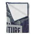 thumbnail image 2 of Saying Soft Flannel Fleece Throw Blanket, Adventure Logo a Words Hatchets and Bear Mountain Landscape, Cozy Plush for Indoor and Outdoor Use, 60" x 80", Stale Blue, by Ambesonne, 2 of 5