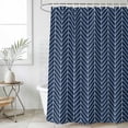 thumbnail image 6 of Navy Blue Geometric Shower Curtain Set - 48" x 72" Washable Bathtub Curtain with 12 Hooks, Modern Pure Color Abstract Striped Waterproof Fabric Stall Shower Curtains for Bathroom/Bathtub Décor, 6 of 6