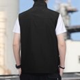 thumbnail image 3 of YUGYXL Big and Tall Men's Utility Fishing Vest Loose Stand Collar Outdoor Work Safari Travel Cargo Jacket Multi Pockets Black XL, 3 of 5