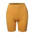 thumbnail image 2 of A2Y Women's Basic Solid Premium Cotton Mid Thigh High Rise Biker Bermuda Shorts Dark Mustard 1XL, 2 of 5