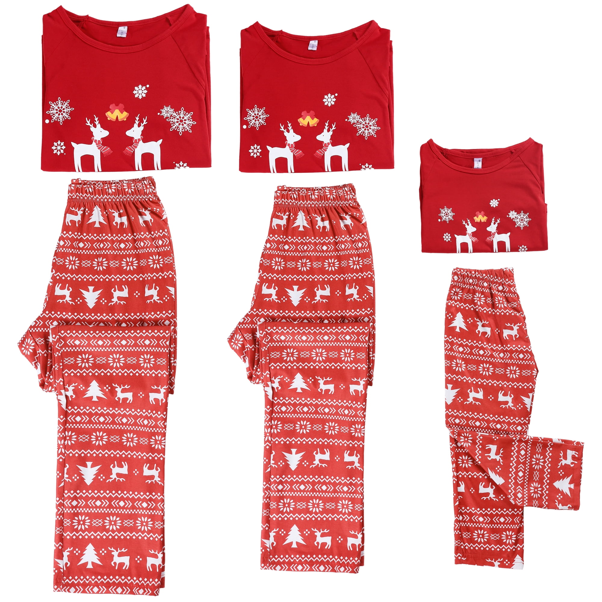 DARING DIVA Top Cute Print Pants Red Family Pajama Set ["Men"] 2XL Red