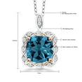 thumbnail image 5 of Gem Stone King 925 Sterling Silver London Blue Topaz Pendant Necklace for Women (2.91 Cttw Cushion Cut 8MM, Gemstone Birthstone, with 18 inch Chain), 5 of 5