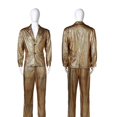 thumbnail image 5 of Traje brillante de actuación genial para escenario de discoteca con diseño de cuadros arcoíris dorados y plateados de Halloween para hombre, 5 of 5