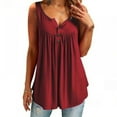 thumbnail image 2 of Women's Sleeveless Henley V Neck T-Shirt Pleated Casual Flowy Tunic Blouse Tops, 2 of 4