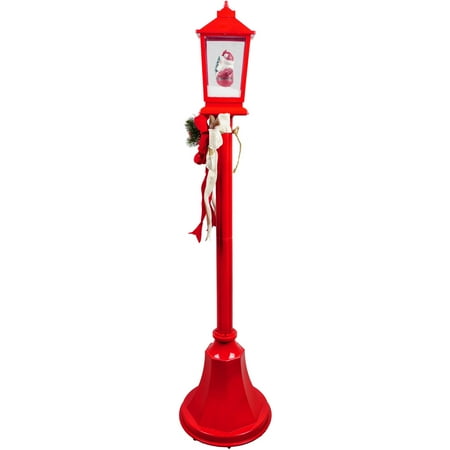 Holiday Time Christmas Lamp Posts With Snow Blowing Scenes Clear Light, Playing Christmas Songs